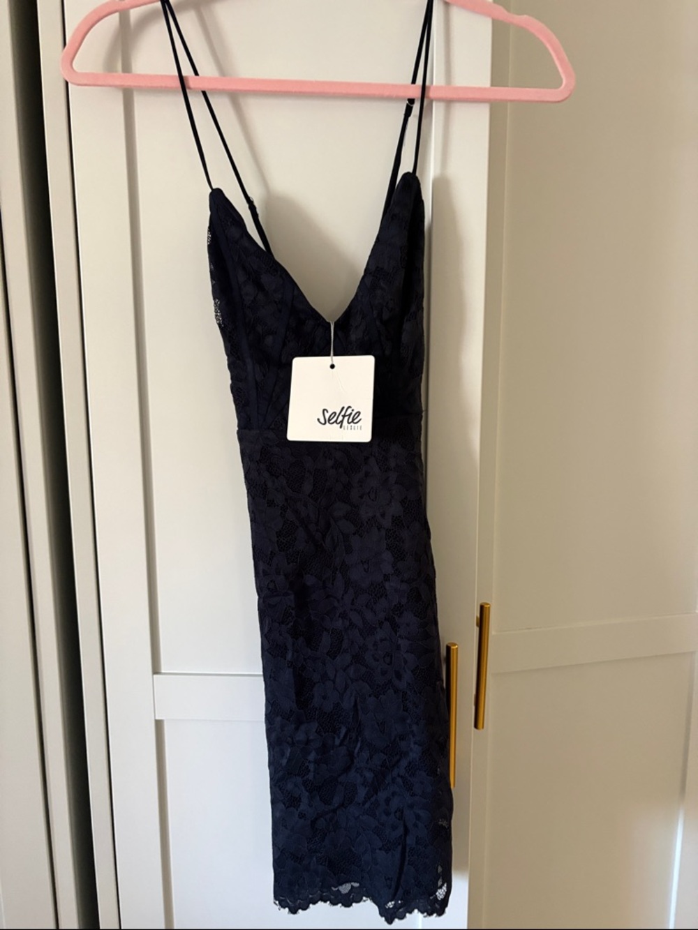 Selfie Leslie Navy Lace Midi Slip Dress